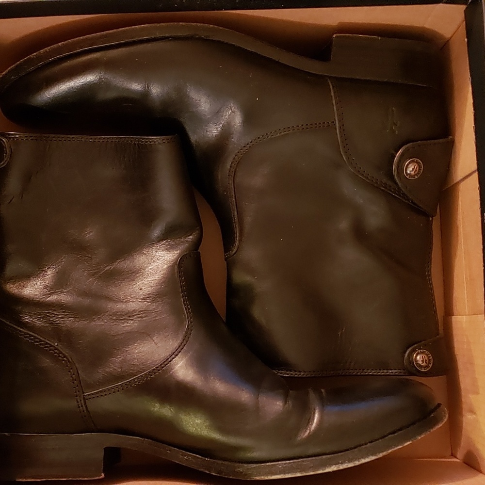 Black leather ankle boots